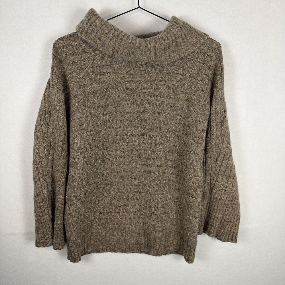 Jones New York Women’s Brown Solid Knit Cowl Neck Long Sleeve Pullover Sweater M